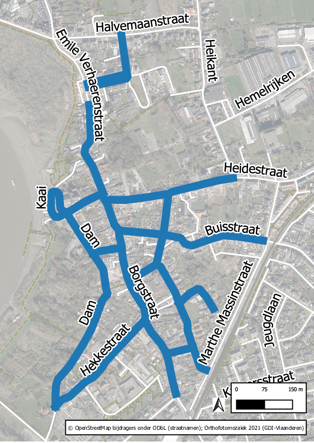 Overzichtsplan fietszone Sint-Amands
