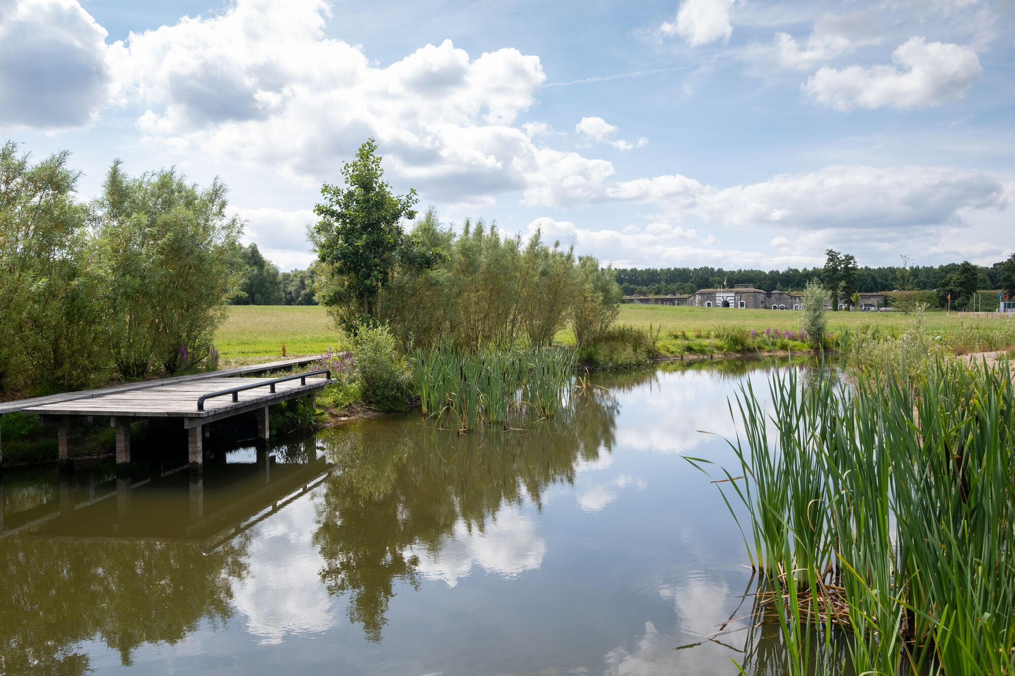 Een steiger in het Park Fort Liezele